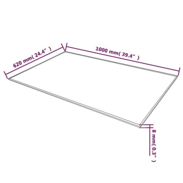 Bordsskiva härdat glas 1000x620 mm rektangulär