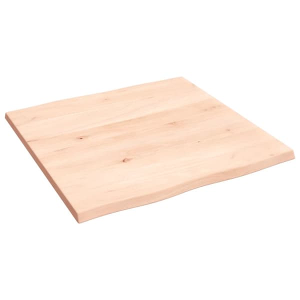bordplade 60x60x2 cm naturlig kant ubehandlet massivt egetræ