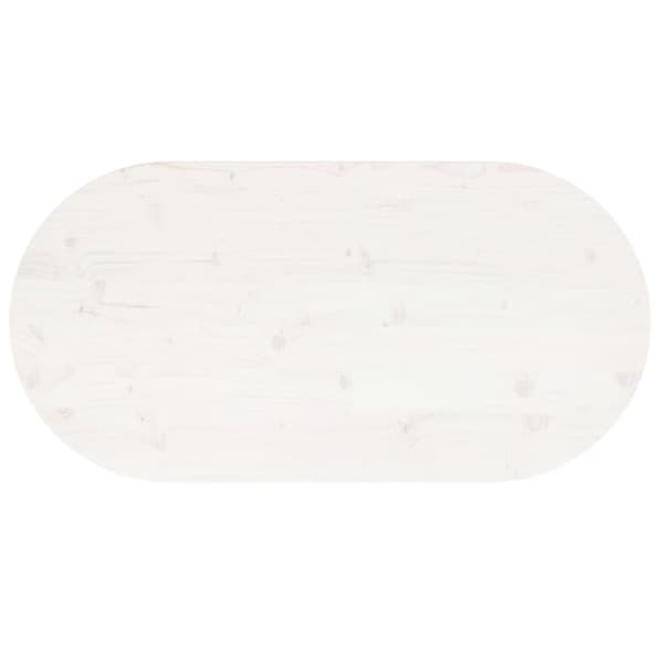 bordplade 110x50x2,5 cm oval massivt fyrretræ hvid