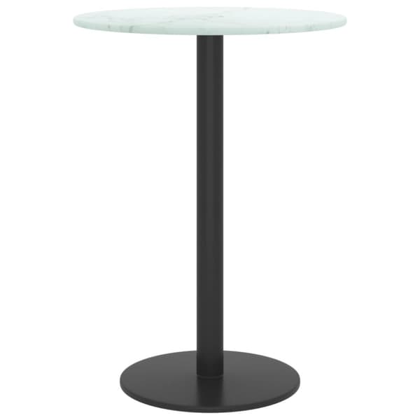 bordplade Ø30x0,8 cm hærdet glas med marmordesign hvid