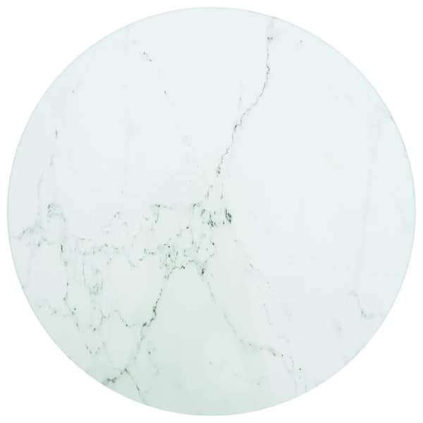 bordplade Ø30x0,8 cm hærdet glas med marmordesign hvid