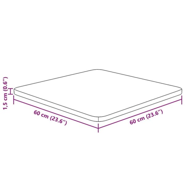 Fyrkantig bordsskiva mörkbrun 60x60x1,5cm behandlad massiv ek