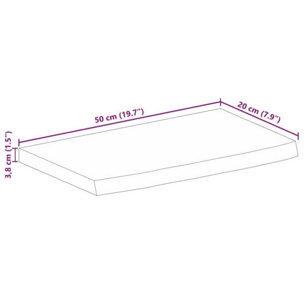 Bordsskiva 50x20x3,8 cm levande kant massivt mangoträ