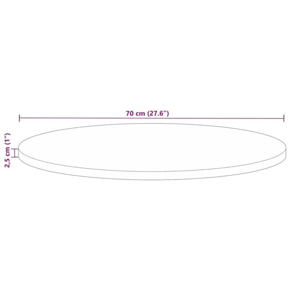 bordplade Ø70x2,5 cm rund massivt genbrugstræ