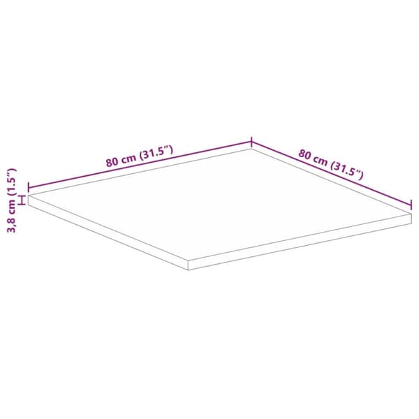 Bordsskiva 80x80x3,8 cm fyrkantig massiv akacia