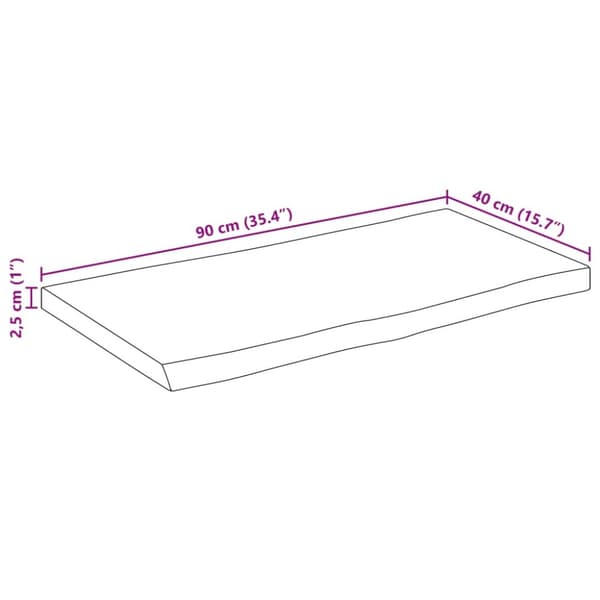 Pöytälevy 90x40x2,5 cm elävä reuna täysi mangopuu