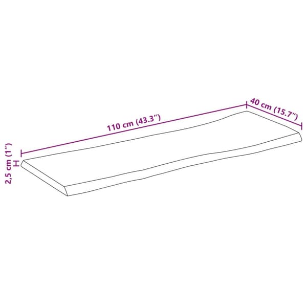 bordplade 110x40x2,5 cm naturlig kant massivt mangotræ