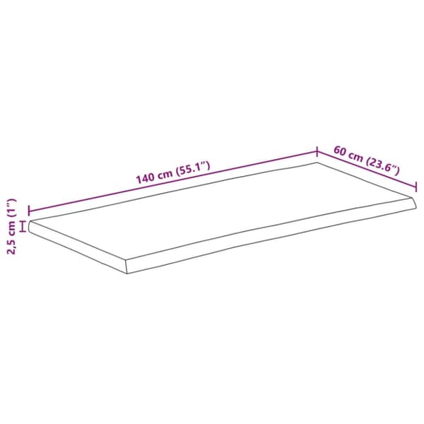 Pöytälevy 140x60x2,5 cm elävä reuna täysi mangopuu