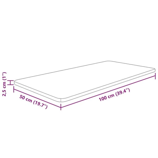 bordplade til badeværelse 100x50x2,5 cm massivt træ ubehandlet