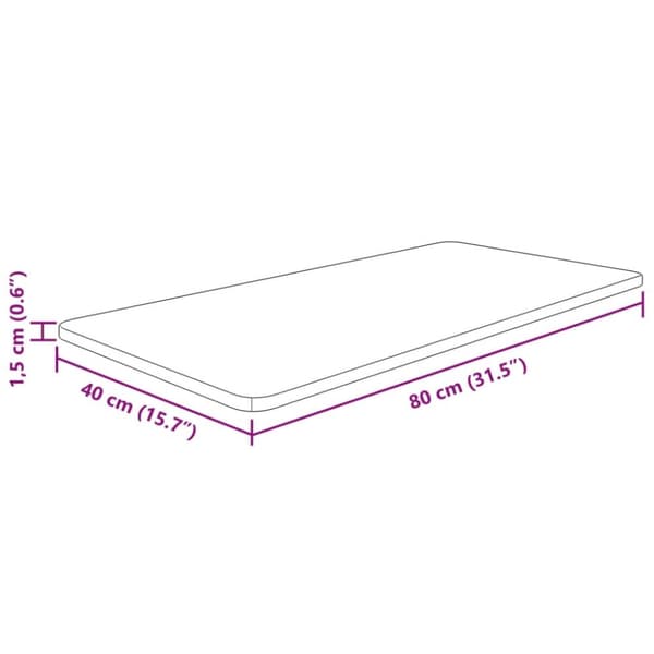 Kylpyhuoneen työtaso 80x40x1,5 cm käsittelemätön täysi puu