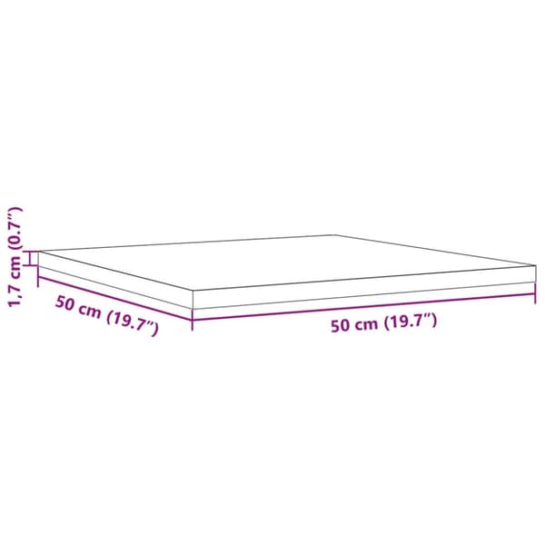 Bordsskiva 50x50x1,7 cm fyrkantig massiv furu