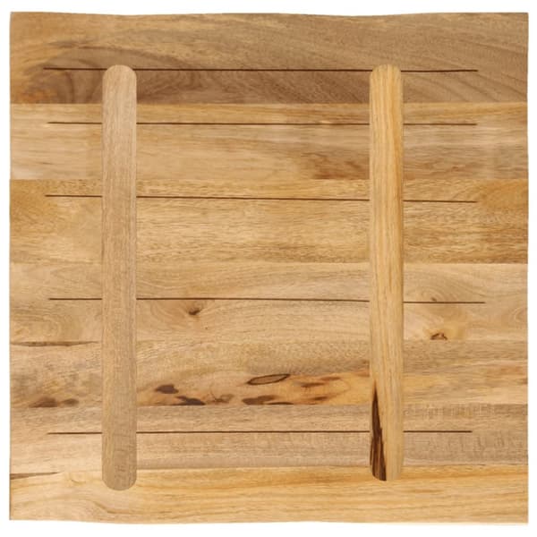 Bordsskiva 40x40x3,8 cm levande kant massivt grovt mangoträ