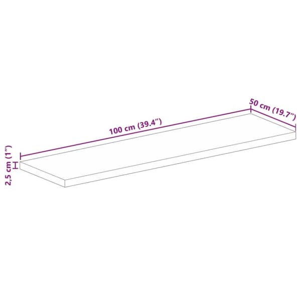 vidaXL Bordplate 100x50x2,5 cm rektangulær heltre mango