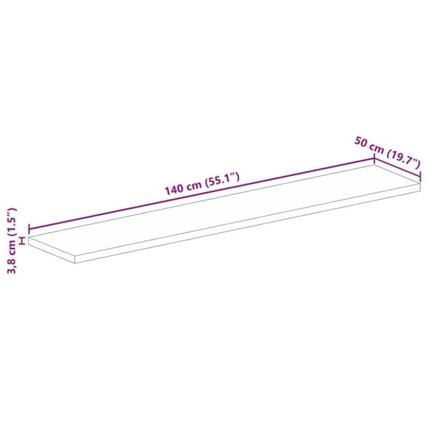 vidaXL bordplade 140x50x3,8 cm rektangulær massivt mangotræ
