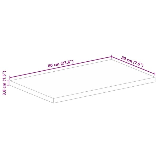 vidaXL bordplade 60x20x3,8 cm rektangulær massivt mangotræ