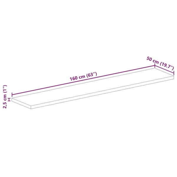 vidaXL Bordsskiva 160x50x2,5 cm rektangulär massivt mango-trä