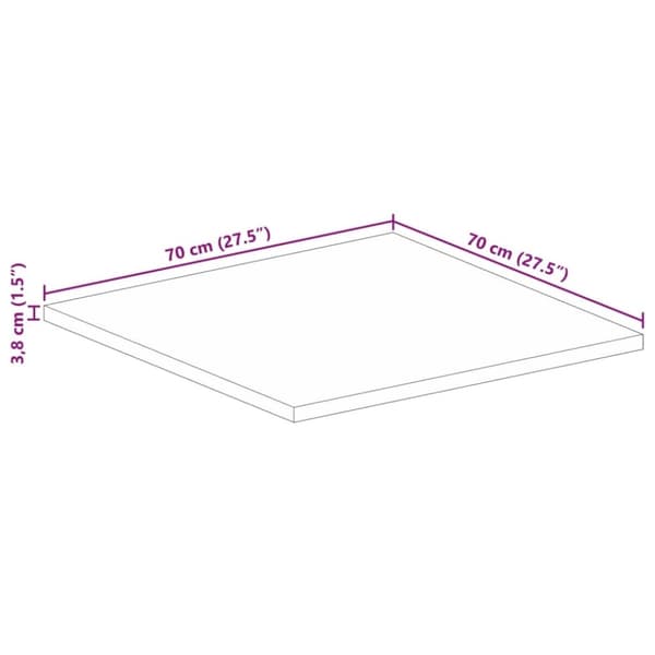 vidaXL Pöytälevy 70x70x3,8 cm neliö täysi mangopuu