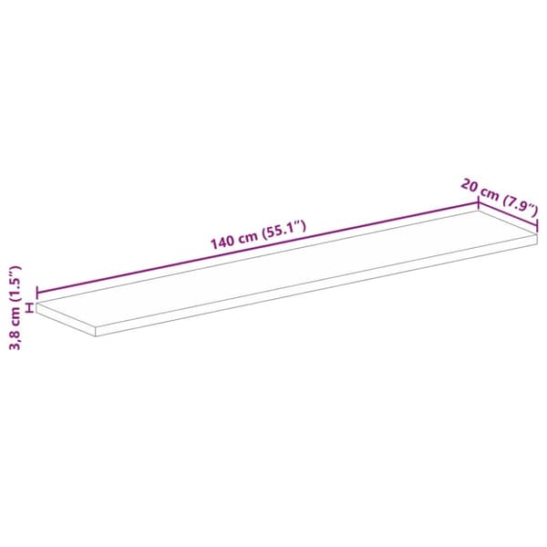 vidaXL bordplade 140x20x3,8 cm rektangulær massivt mangotræ