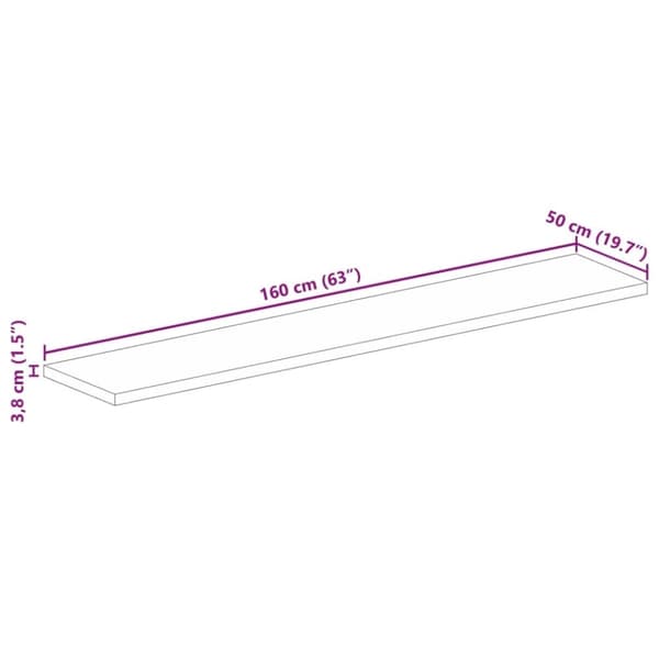 vidaXL bordplade 160x50x3,8 cm rektangulær massivt mangotræ