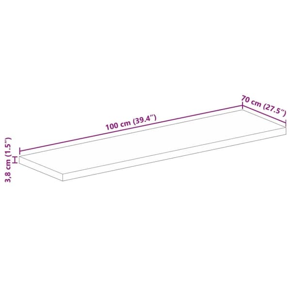 vidaXL Bordplate 100x70x3,8 cm rektangulær heltre mango