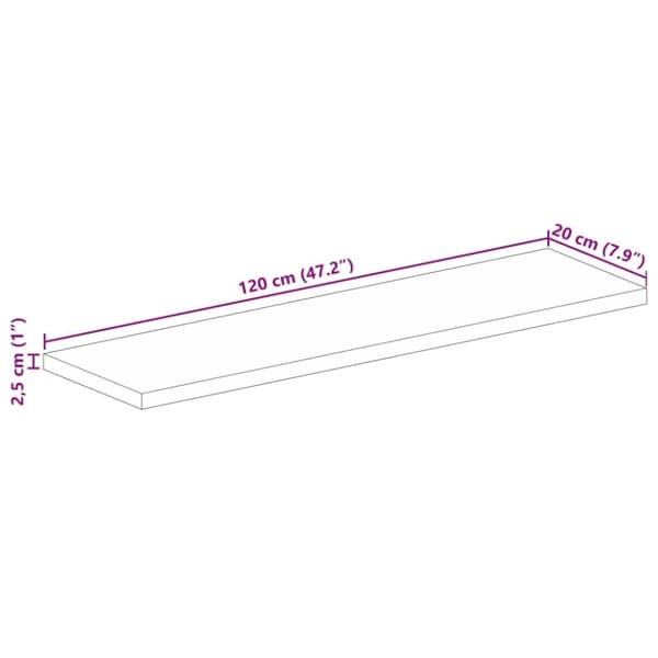 vidaXL Bordsskiva 120x20x2,5 cm rektangulär massivt mango-trä
