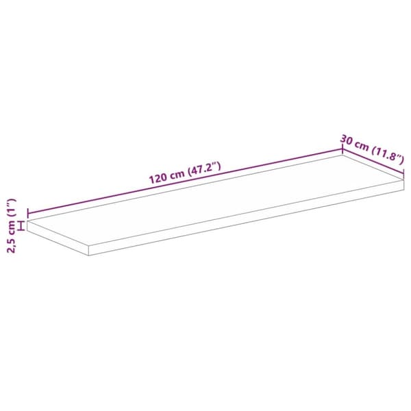 vidaXL bordplade 120x30x2,5 cm rektangulær massivt mangotræ
