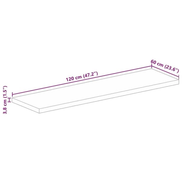 vidaXL Bordplate 120x60x3,8 cm rektangulær heltre mango