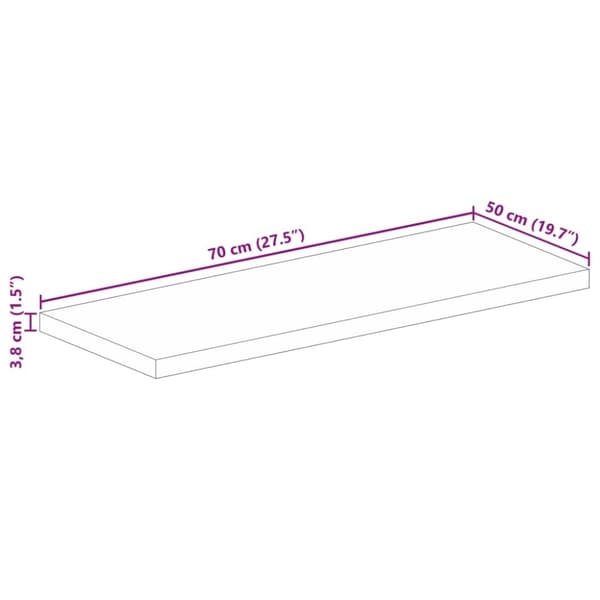 vidaXL Pöytälevy 70x50x3,8 cm suorakaide täysi mangopuu