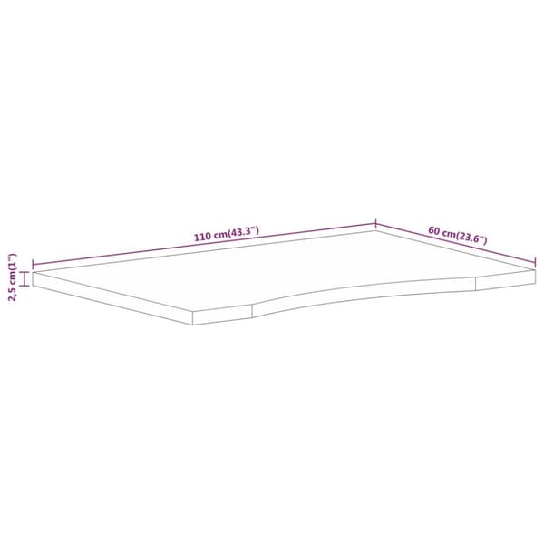 vidaXL Pöytälevy kaarella 110x60x2,5 cm täysi karkea mangopuu