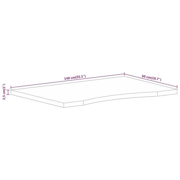 vidaXL Pöytälevy kaarella 140x50x2,5 cm ovaali täysi karkea mangopuu