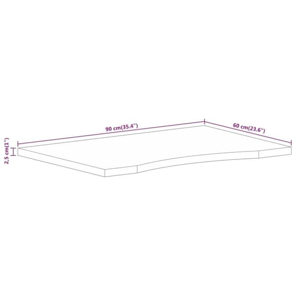 vidaXL bordplade med kurvet form 90x60x2,5 cm ru massivt mangotræ