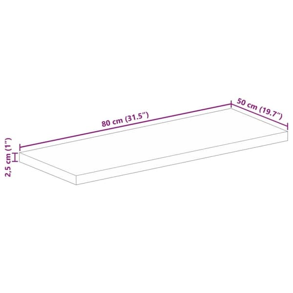 vidaXL Bordsskiva 80x50x2,5 cm rektangulär massivt mango-trä