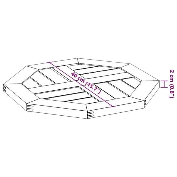 vidaXL Bordsskiva 40x40x2 cm åttakantig massivt akaciaträ