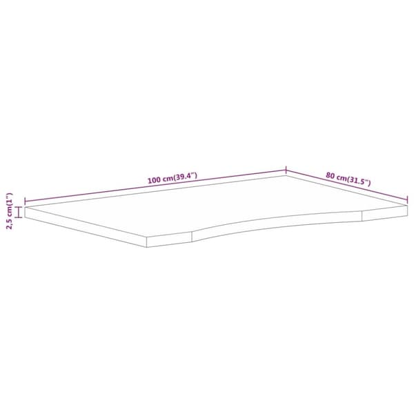 vidaXL bordplade med kurvet form 100x80x2,5 cm ru massivt mangotræ