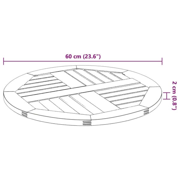 vidaXL Pöytälevy Ø60x2 cm pyöreä massiivipuu akaasia