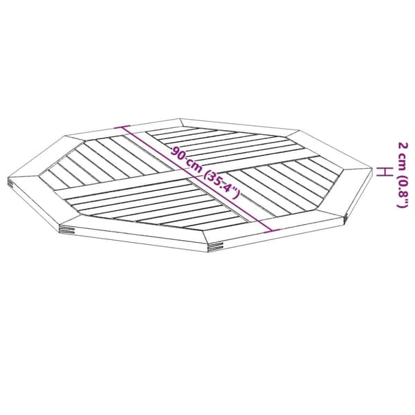 vidaXL bordplade 90x90x2,2 cm ottekantet massivt akacietræ