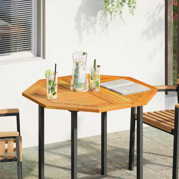 vidaXL bordplade 90x90x2,2 cm ottekantet massivt akacietræ