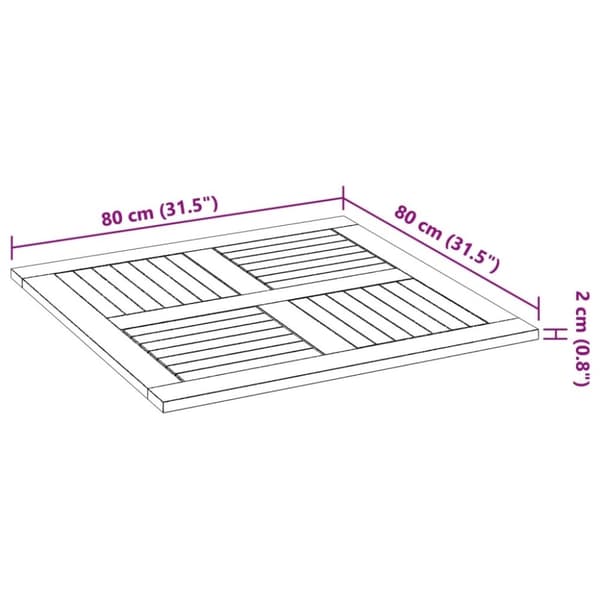vidaXL Pöytälevy 80x80x2,2 cm neliö täysi akasiapuu