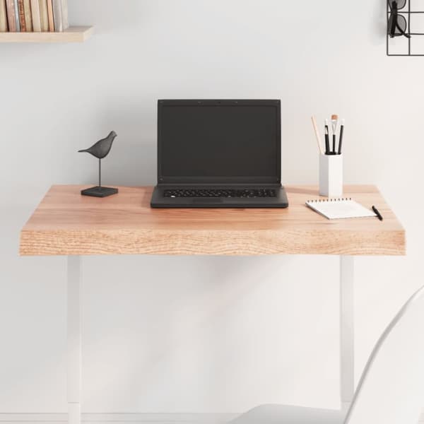 Bordsskiva ljusbrun 80x60x(2-6) cm massivt trä levande kant