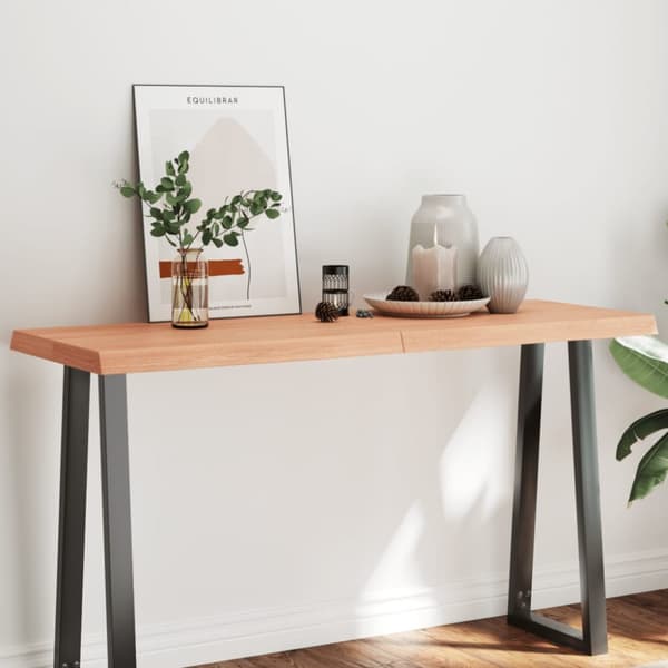Bordsskiva ljusbrun 140x50x(2-6) cm massivt trä levande kant