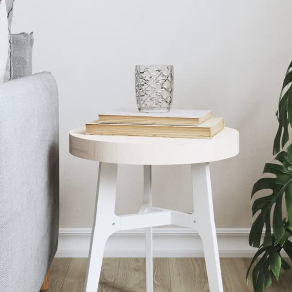 Bordsskiva vit Ø30x3 cm massiv furu
