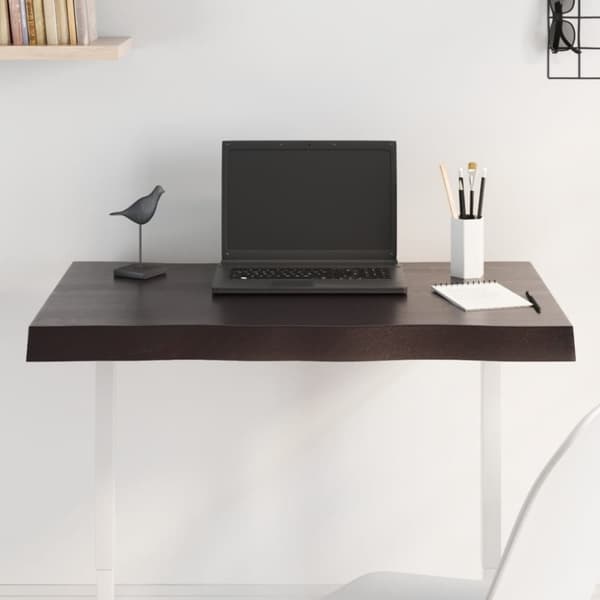Bordsskiva mörkbrun 80x50x(2-6) cm massivt trä levande kant