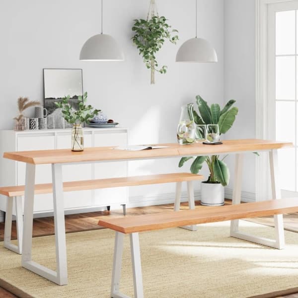 Bordsskiva ljusbrun 220x50x(2-4) cm massivt trä levande kant