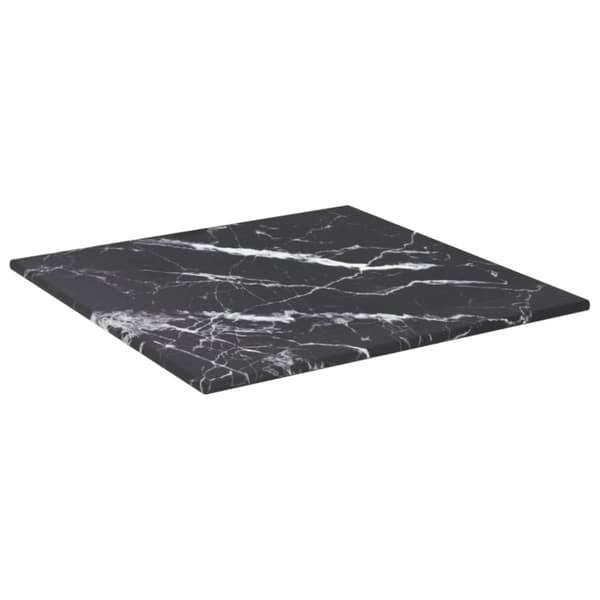 Bordsskiva vit 30x30 cm 6 mm härdat glas med marmortextur