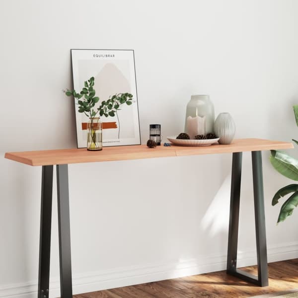 Bordsskiva ljusbrun 160x40x(2-4) cm massivt trä levande kant