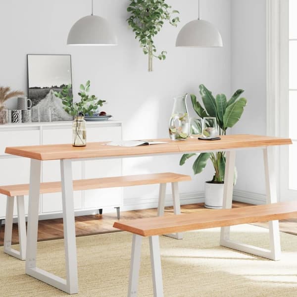 Bordsskiva ljusbrun 180x40x(2-6) cm massivt trä levande kant