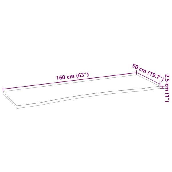 vidaXL Bordplate lysebrun 160x50x2,5 cm rektangulær heltre eik