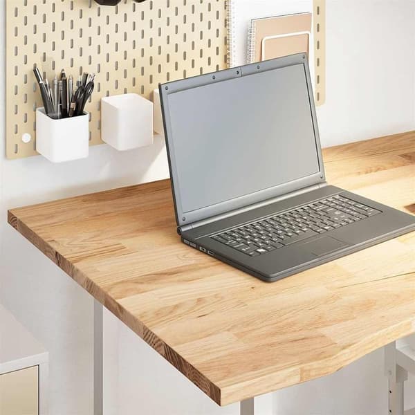 vidaXL Bordplate rektangulær 100x80x2,5 cm ubehandlet heltre eik