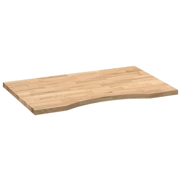 vidaXL Bordplate rektangulær 80x50x2,5 cm ubehandlet heltre eik