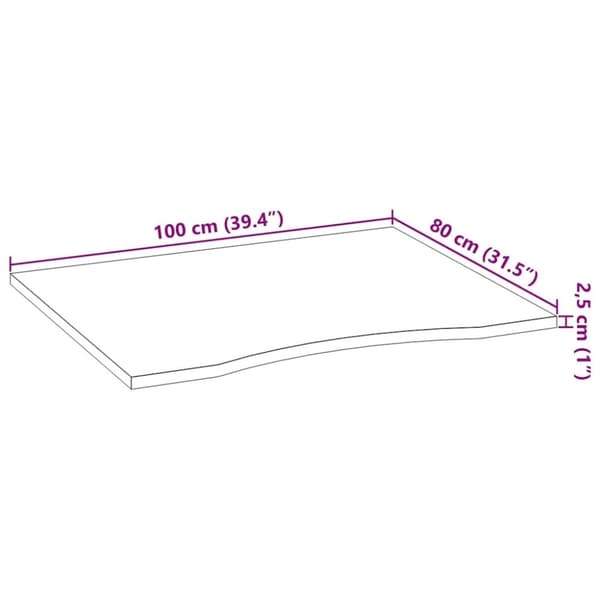 vidaXL Bordsskiva ljusbrun 100x80x2,5 cm massiv ek rektangulär